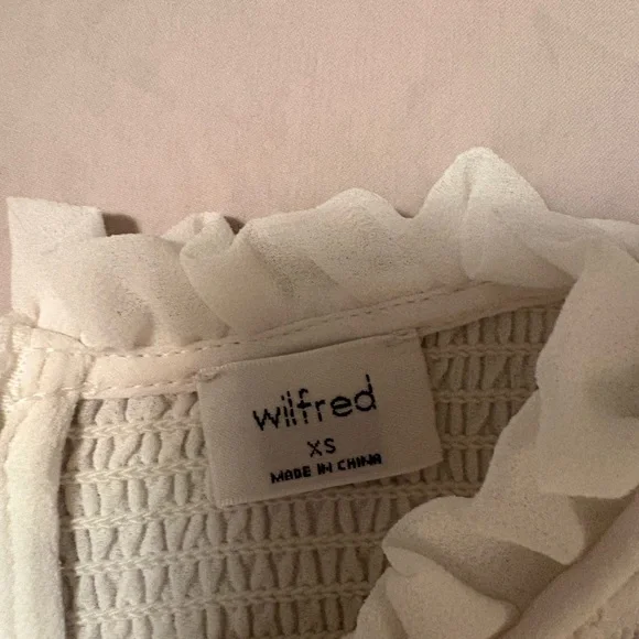 Wilfred Cream Smocked Ruffle-Hem Long Sleeve Blouse - Picture 2 of 3